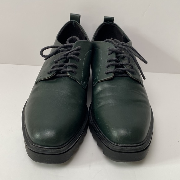Zara Shoes Women US 6.5 EU 37 Green Blucher Oxford Chunky Lug Sole Platform - Picture 4 of 12